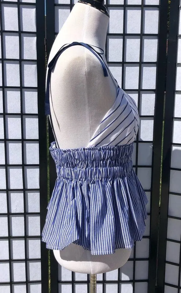 🔷Miley & Molly Blue Stripe Peplum Tank Blouse - Image 7