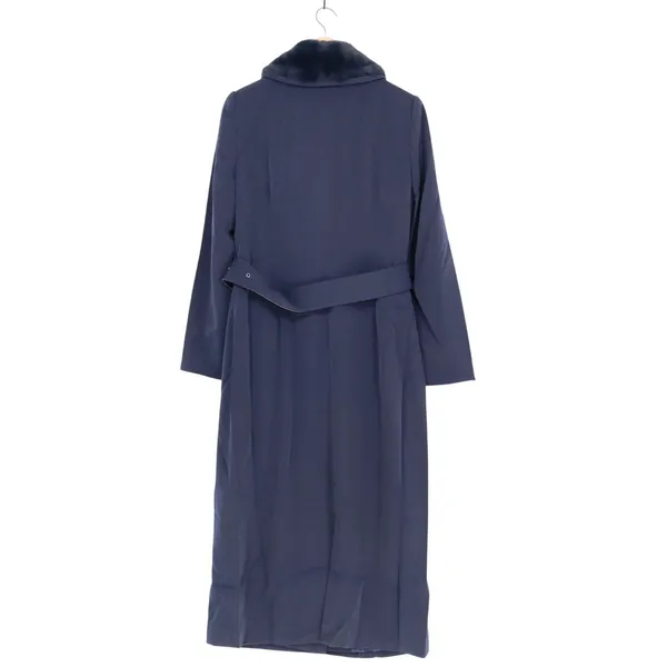 Naked Wardrobe The Statement Trench Coats Womens Large Navy fur Shawl Collar - Image 4
