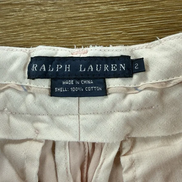 Ralph Lauren Women's Pink Chino Pants Size 2 Cotton Straight Leg Button Fly - Image 2