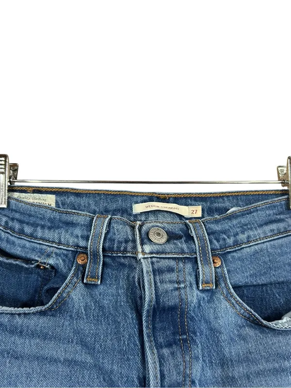 Levi's Wedgie Straight Leg Classic Blue Jeans Button Fly WOMEN’S SIZE 27 Waist - Image 2