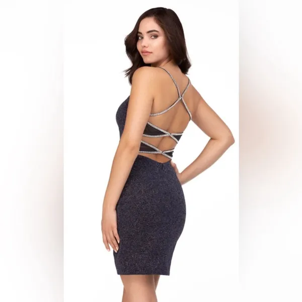 NWT‎ ABBY PARIS 94101 Black Sparkle Dress Open Back Sz 2 $150 - Image 2