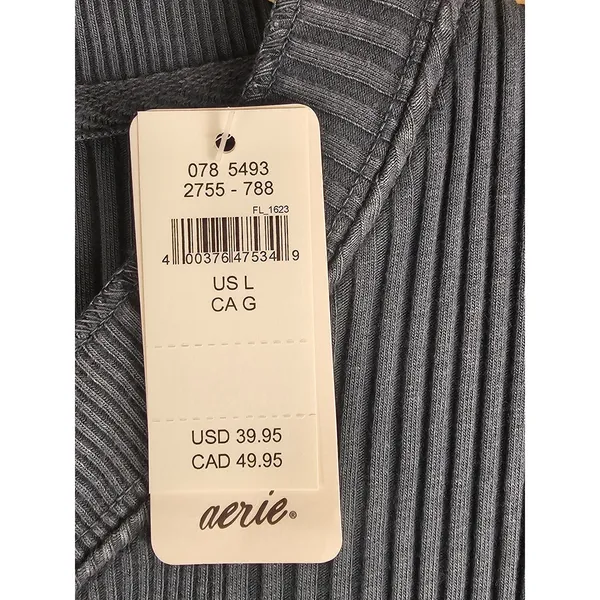 NWT Aerie Womens Green Long Sleeve Ribbed Henley Shirt Large - Image 4