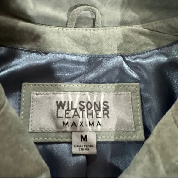 Wilsons Leather Light Green Long Sleeve 100% Genuine Leather Button Jacket Sz M‎ - Image 5