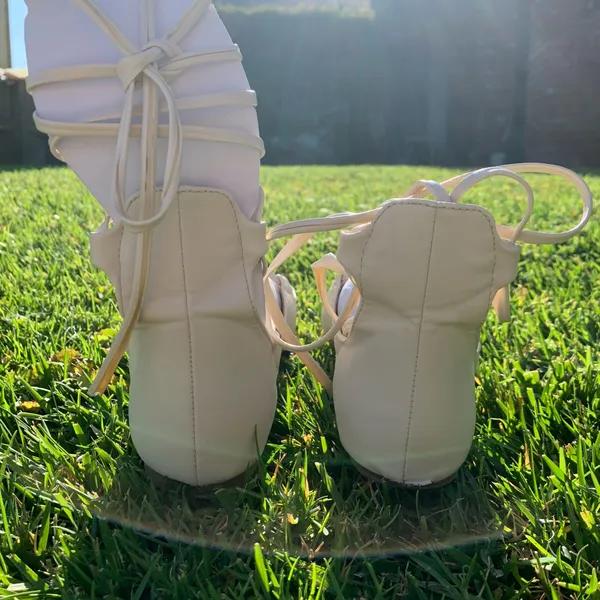 Chase + Chloe White Pointed-Toe Lace-Up Gladiator Flats - Image 10
