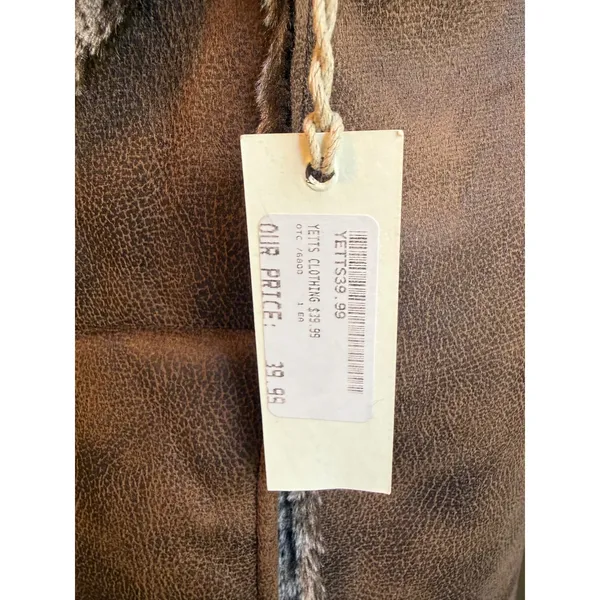 Faux Shearling Draped Open Front Vest Brown Large NWT western boho cozy rero y2k - Image 5
