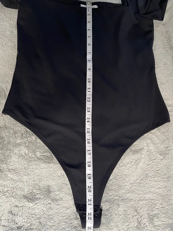 Aritzia Original Contour Manner Squareneck bodysuit black minimalist classic L - Image 11