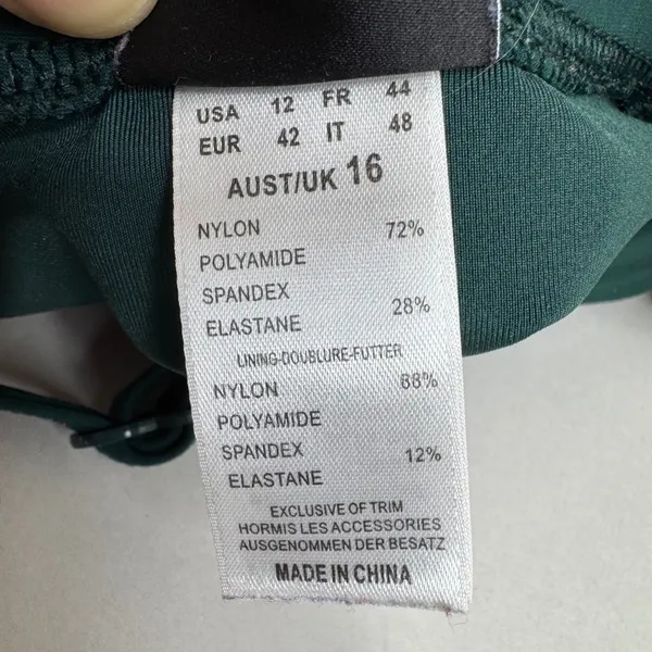JETS Swimwear Australia Dark Green One Piece V-Neck Ruched Swimsuit USA 12 UK 16 - Image 5
