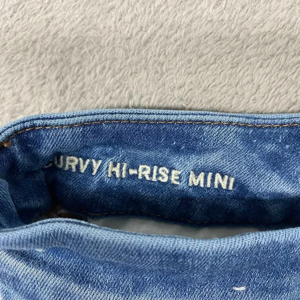 American Eagle Skirt Womens 0 Blue‎ Jean Curvy High Rise Ripped Distressed Denim - Image 5