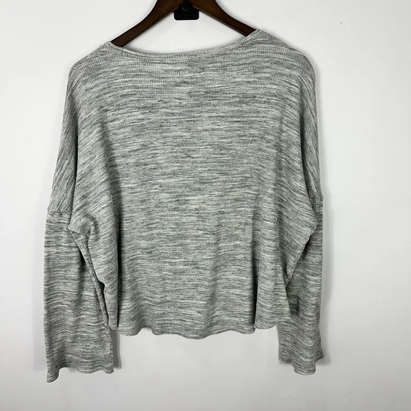 Madewell Waffle Knit Top L Gray Boxy Slouchy Drop Shoulder Minimalist‎ Lounge - Image 7