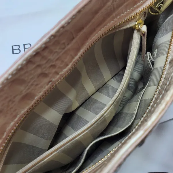 Brahmin Crossbody Leather Crossbody‎ Purse Beige Tan Croc Alligator Design - Image 6