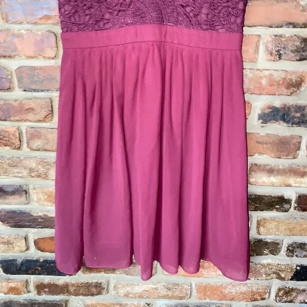 Lulus Burgundy Angel In Disguise Lace Skater Mini Dress Women's Size Medium - Image 5