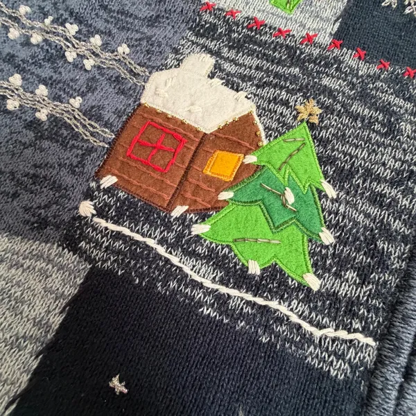 White stag women's‎ blue Santa embroidered Christmas ugly sweater vest size 26W - Image 5