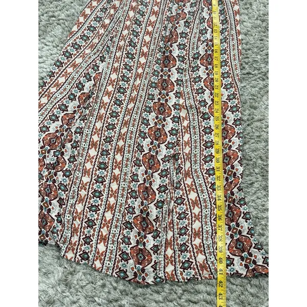 Women’s Aztec Print Maxi Skirt Cover Up Boho Hippie Festival High Side Slits M - Image 10