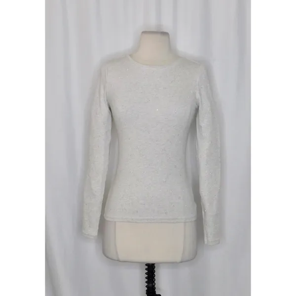 J. CREW Vintage Rib Long Sleeve T-Shirt Embellished Heathered Dove XXS XX-Small - Image 2