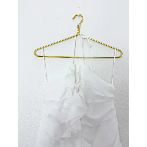 Princess Polly Eddy White Ruffle Mini Dress Size 10 Halter Chiffon Bridal Sexy - Image 5