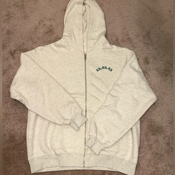 Madhappy Oatmeal Custom Meghan Trainor Full Zip Hoodie - Image 2