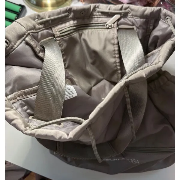 Beyond Yoga Go To Backpack Taupe Gray Nylon Gym Yoga Bag with‎ Shoe Compartment - Image 3