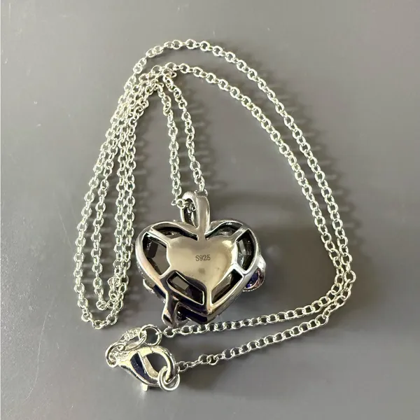 Sterling Silver Heart Topaz Colored Pendant W/ Sterling Plate Chain - Image 4