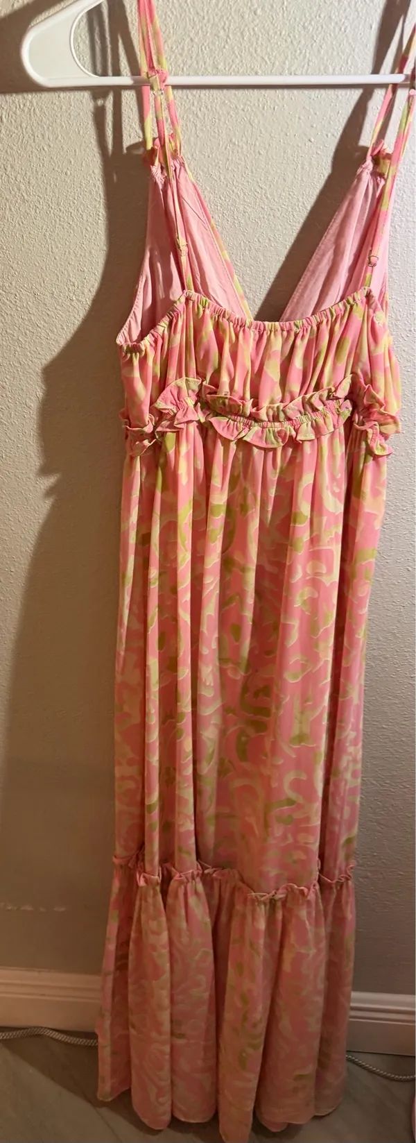 The Post Pink & Yellow Abstract Floral V-Neck Maxi Dress - Image 6