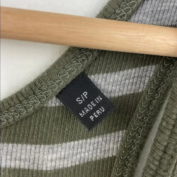 ATM Anthony Thomas Melillo Olive and Gray Striped Tank Top - Image 8