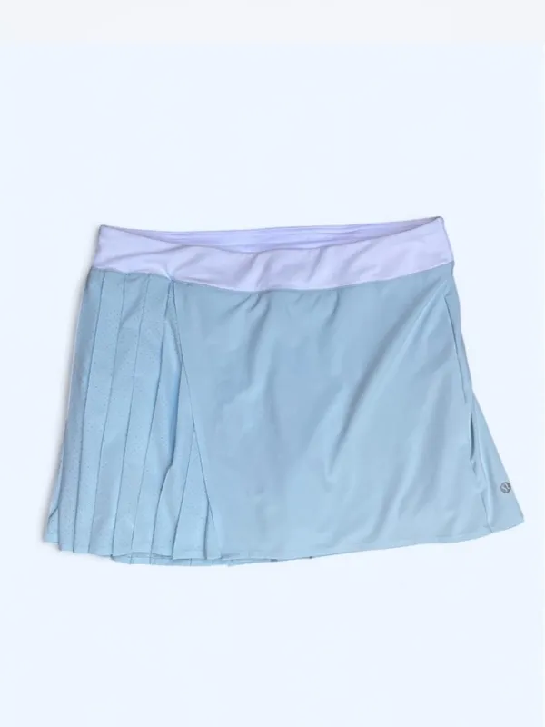 Lululemon Asymmetrical Pleated Tennis Skirt Powder Blue/white Pickleball Golf 10 - Image 5