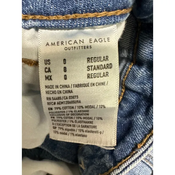 American Eagle‎ Mom Jean Stretch Medium Wash Blue Denim Womens Size 0 Regular - Image 8