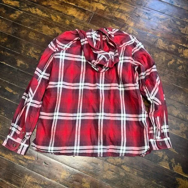 Carhartt red plaid tartan lumberjack button down shacket - Image 3