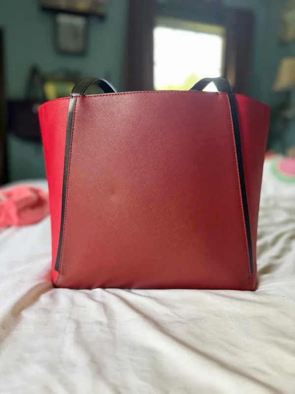 Red Black and Gold Studded Michael Kors Purse. Large. - Image 3