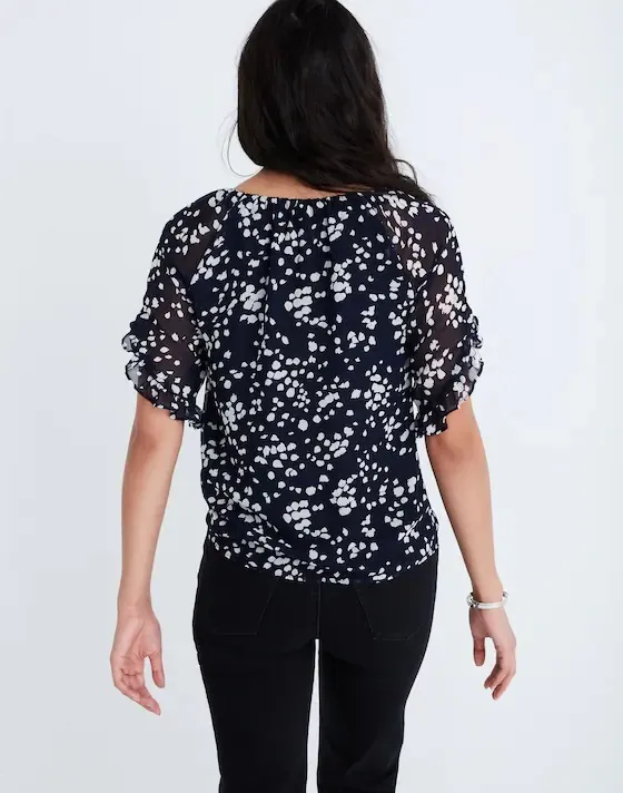 Madewell Memento ruffle-sleeve top in drifting petals - Image 3