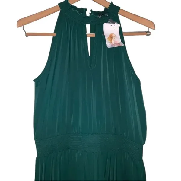 ✨Women Midi Dresses Green Sleeveless Halter Irregular High Waist Sz L Sundress✨ - Image 9