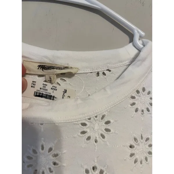 Madewell Embroidered Wide-Sleeve Boxy Tee in White NWT! - Image 8