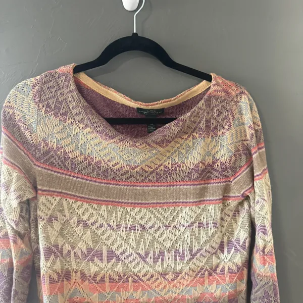 Lauren Ralph Lauren‎ Linen Cotton Geometric Sweater Purple Coral Small Western - Image 2