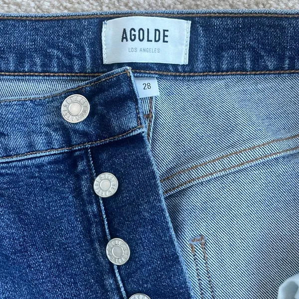 AGOLDE Riley High Waist Denim Crop Jeans in Women's Size 28 - Image 6