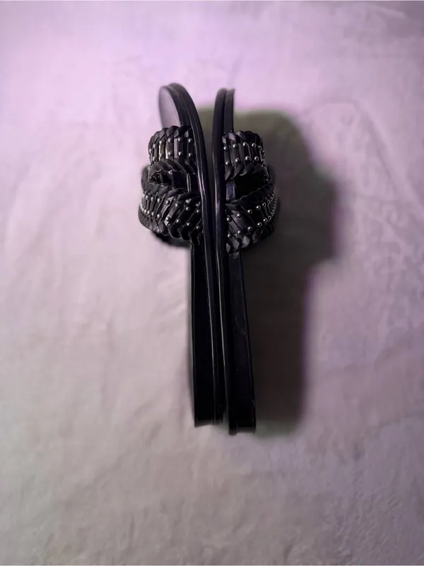 Vince Camuto Black Braided Stud Slide Sandals - Image 6