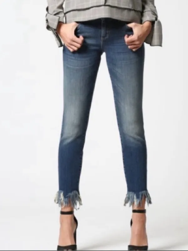 Hidden Jeans Distressed Medium Wash Heavy Fringe Hem Skinny Jeans 26 - Image 2