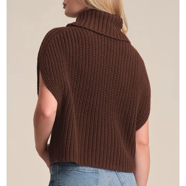 525 America Cate Cotton Sleeveless Turtleneck Sweater Chocolate Brown Size Small - Image 3