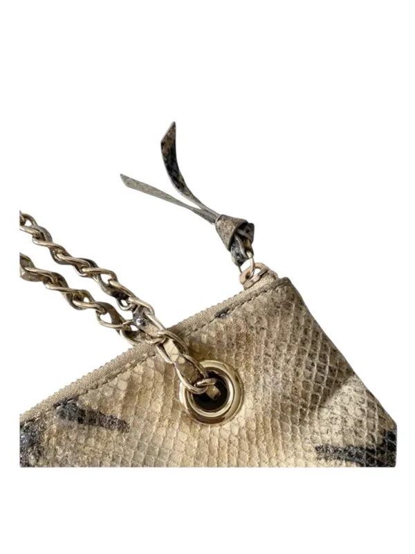 DKNY 𖤐 Convertible Crossbody Leather Handbag 𖤐 Metallic Python 𖤐 Gold Chain - Image 11