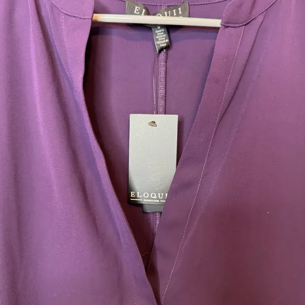 Eloquii Plum Purple Hidden Button Blouse Size 16 New - Image 4