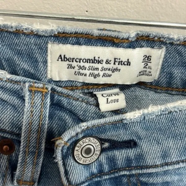 Abercrombie & Fitch Curve Love 90s‎ Slim Straight Ultra High Rise Jeans 26 2XL - Image 4