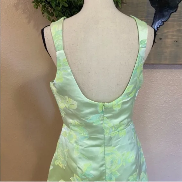 Lulus Brighter Side Light Green Floral Satin Jacquard Mini Dress - Image 10