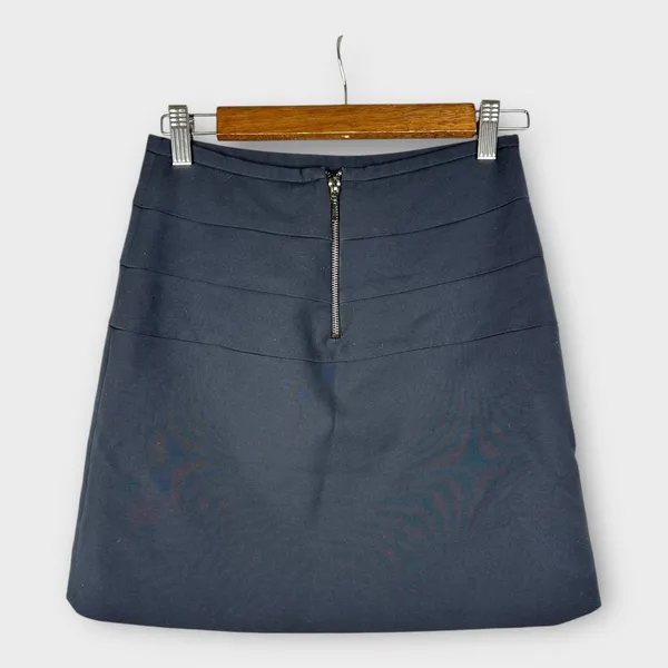 Zara Womens size Small A Line Black Mini Skirt Exposed Zipper - Image 2