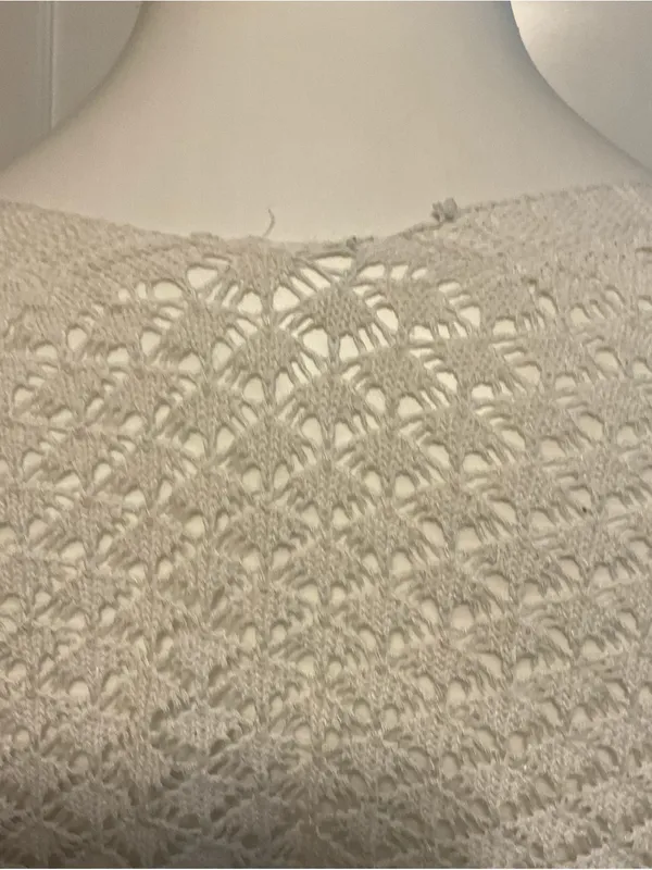 Crocheted white Long-Sleeve Cropped Sweater Top - Image 5