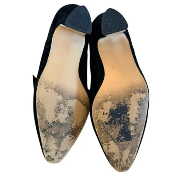 Dolcis Black Velvet Bow Kitten Heel Pumps Women's 7M Vintage Dress Shoes - Image 7