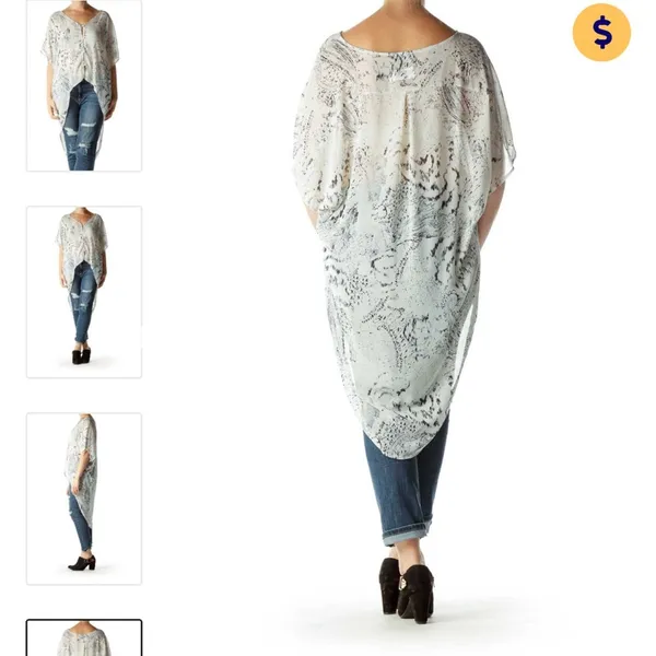 ASTR The Label Cream & Black Animal Print High Low‎ Shear Tunic Top Size S - Image 10