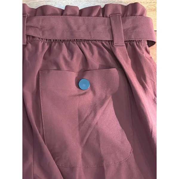 Athleta Paperbag Waist Pants‎ Womens Brown Tapered Belted Cargo Size 4 - Image 3