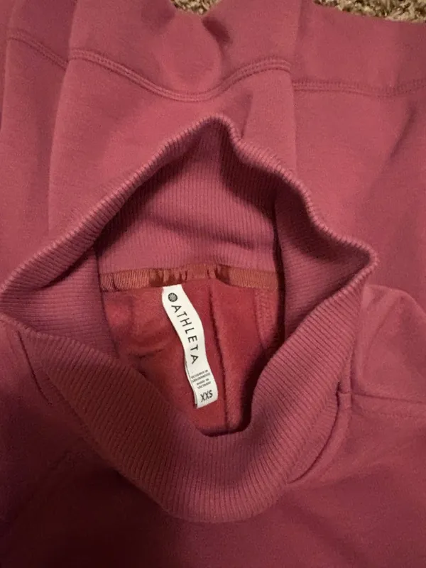Athleta Cozy Karma Side Zip Funnel Neck Top XXS Xtra Xtra Small Dark Pink 510382 - Image 3