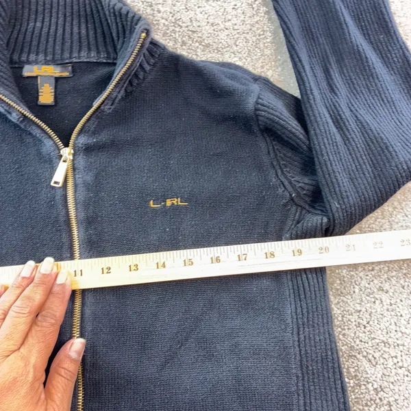 LRL Lauren Ralph Lauren Full Zip Sweater Jacket Womens XL Black Capsule Wardrobe - Image 6