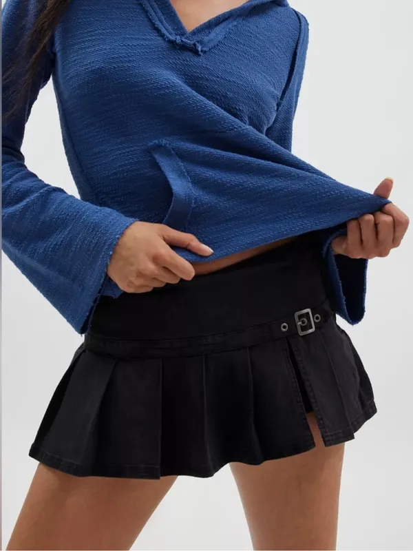 BDG Shaina Micro Mini Skort in Black Denim Size XS - Image 2
