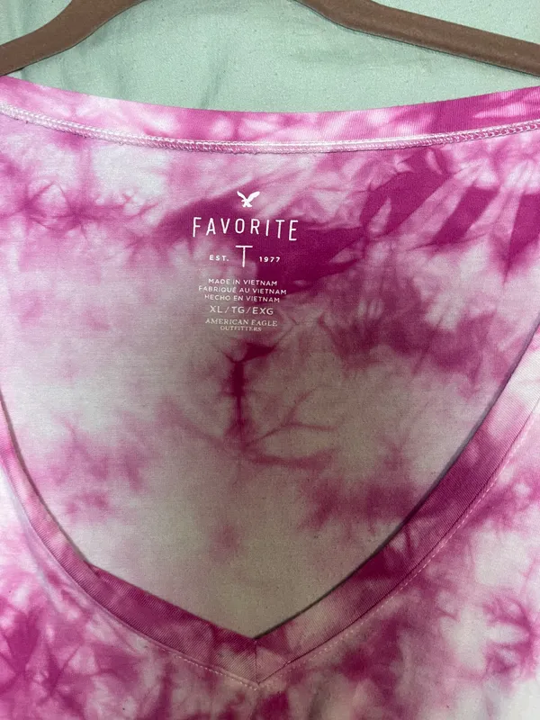 American Eagle Outfitters Pink & White Tie Dye Soft & Sexy Shirt - Image 2
