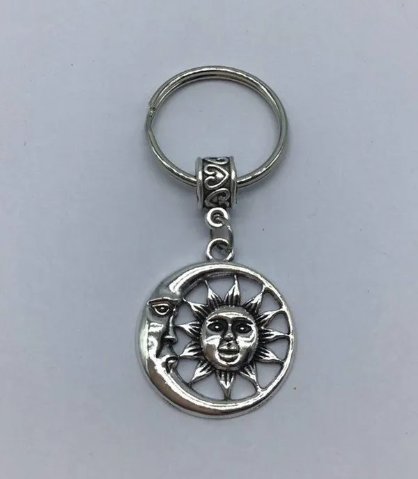 New sun and moon silver or gray dangle keychain - Image 10